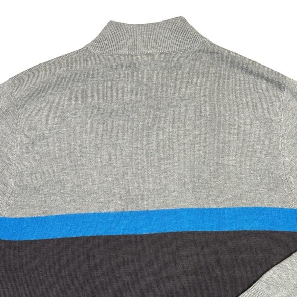 AT&T Sweater 1/4 Quarter Zip Mens Large L Gray Blue Mock Neck Shirt Crest Logo - Picture 8 of 11